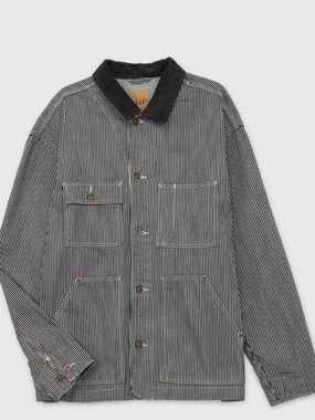 GAP Men's Black & White Striped Worker Shirt Jacket